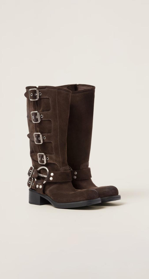 biker brown boots